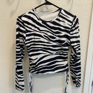 SHEIN Black & White Zebra Print Long Sleeve Top